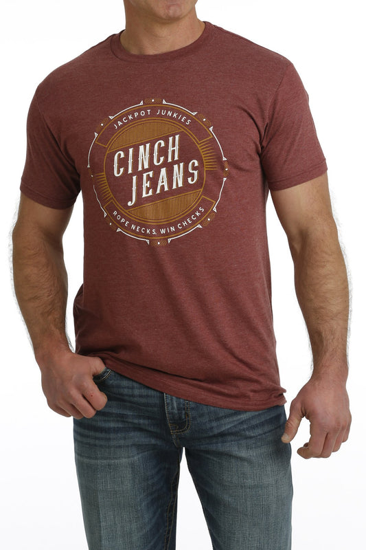 Cinch Mens Jeans Tee - Burgandy - MTT1690608