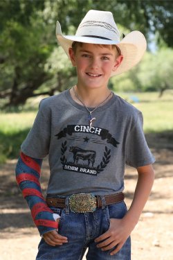 Cinch Boys Denim Tee Shirt - Grey