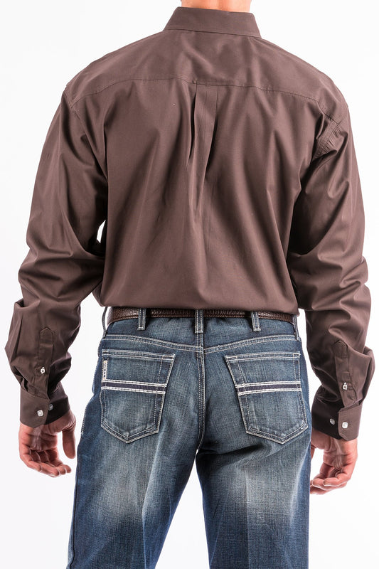 Cinch Mens Solid Brown L/S Shirt - MTW1104236