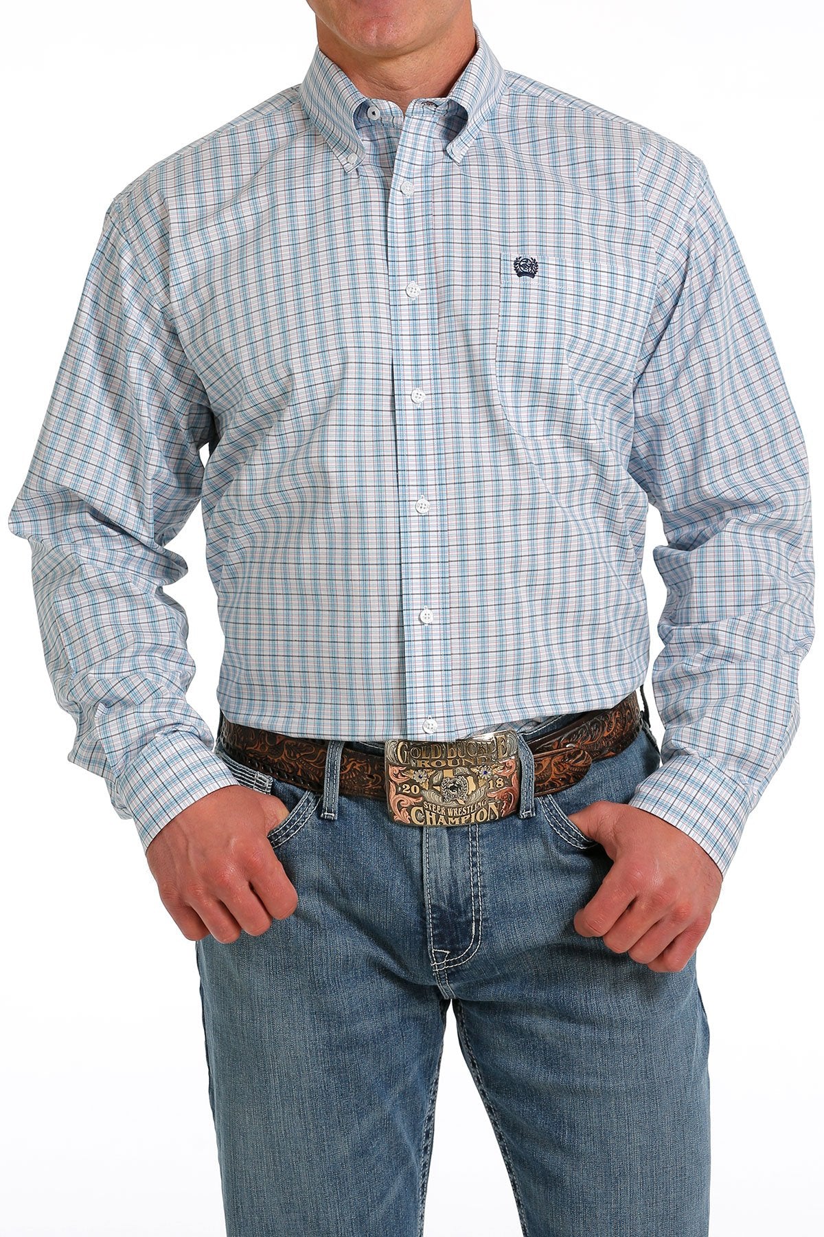 Cinch Mens Stretch Plaid Button Down Shirt - MTW1105563