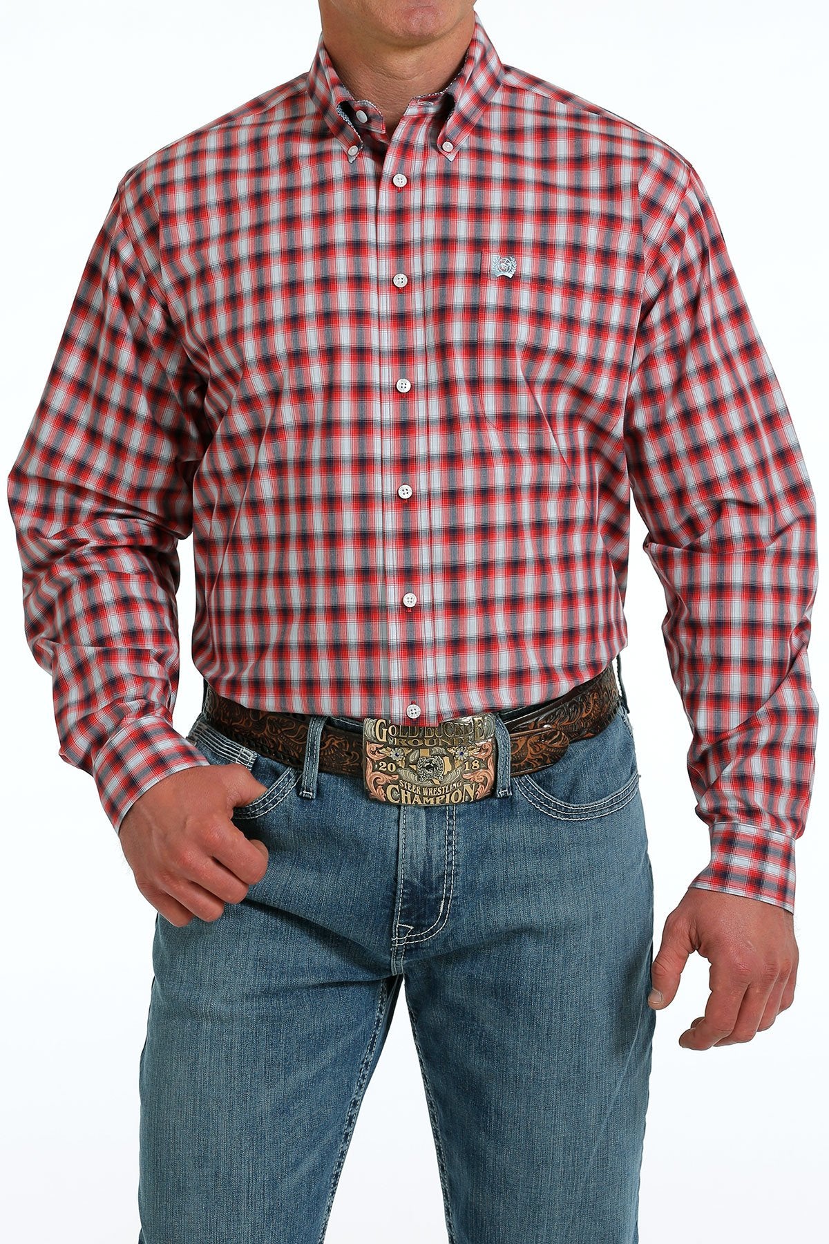 Cinch Mens Plaid Button Down Shirt - MTW1105569