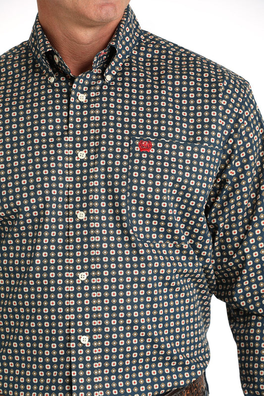 Cinch Mens Stretch Medallion Print L/S Shirt - MTW1105808