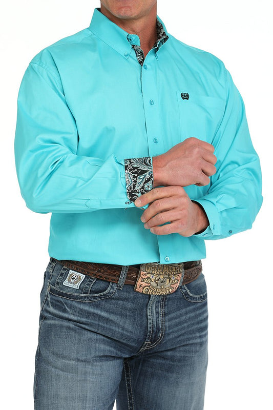 Cinch Mens Solid Turquoise L/S Shirt - MTW1105903