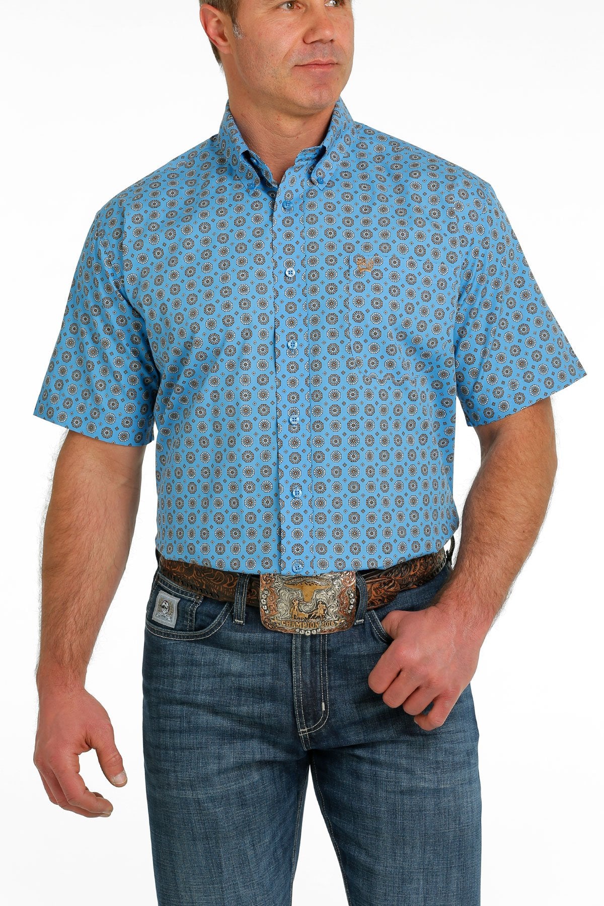 Cinch Mens Medallion Print S/S Shirt - MTW1111423