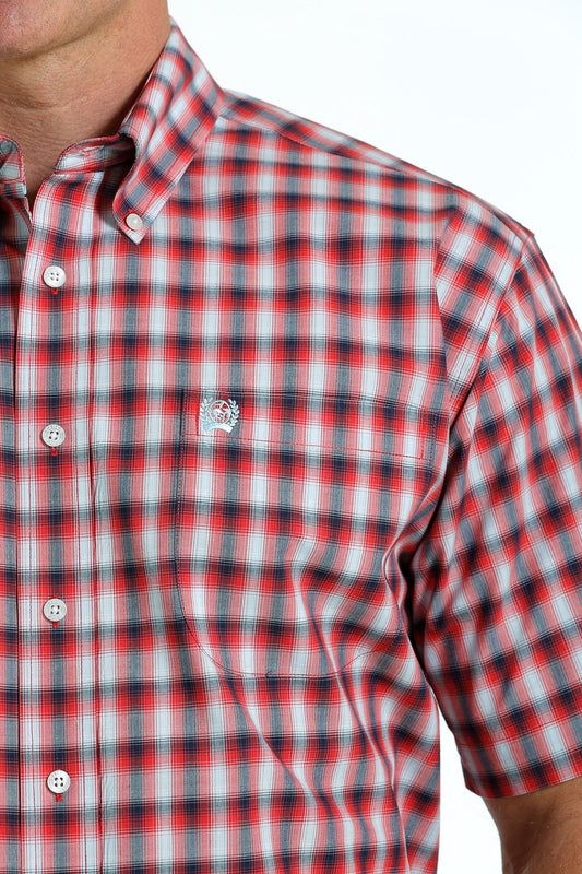 Cinch Mens Plaid Button Down S/S Shirt - MTW1111433