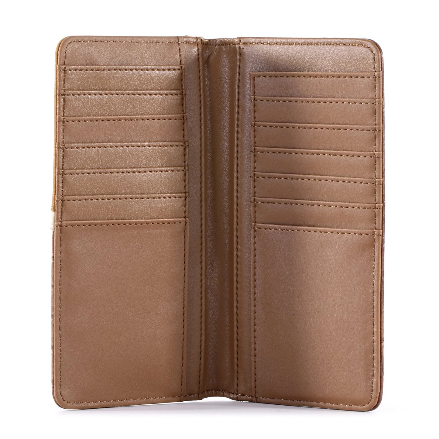 Montana West Croc Print Concho Bifold Long Wallet - Brown - MW608