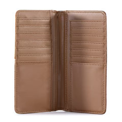 Montana West Mens Croc Print Bifold Long PU Leather Wallet Brown