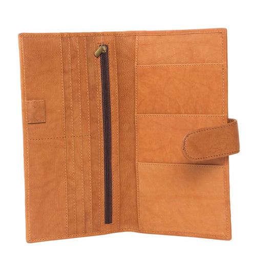 Travel Cowhide Clutch Wallet - Rochester - Tan and White 69936