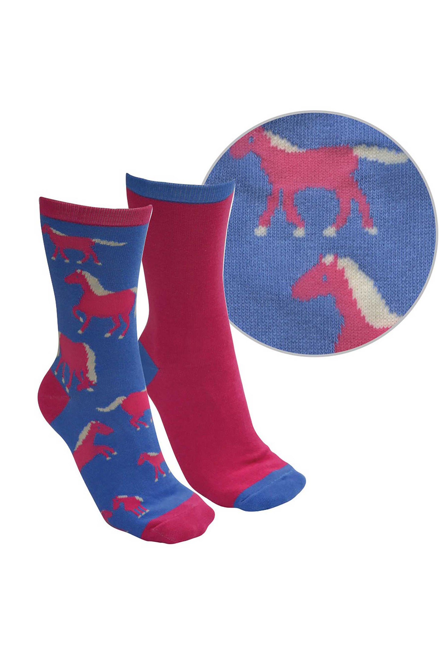 Thomas Cook Farmyard Socks- Twin Pack - Blue/Bright Pink