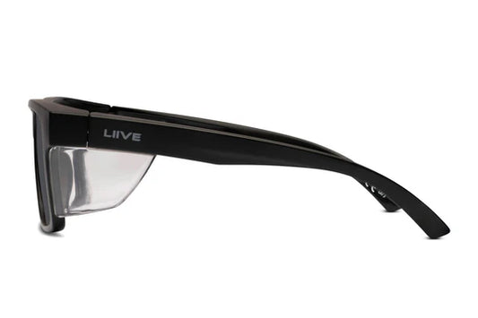 Liive Vision Polarised Sunglasses - Z Tradie Safety - Matt Black Clear Blinker