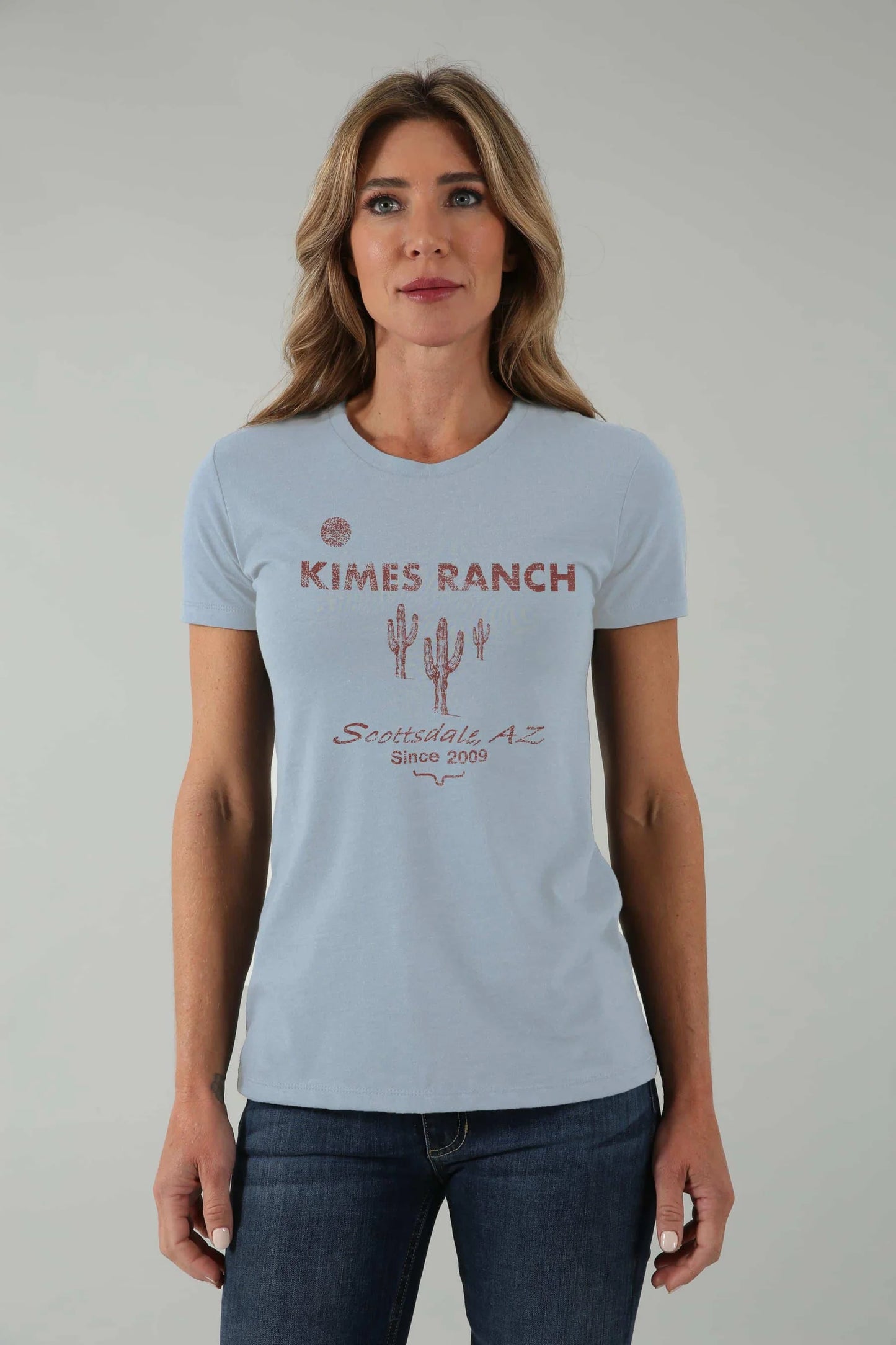 Kimes Ranch Ladies Welcome Tee - Ice Blue