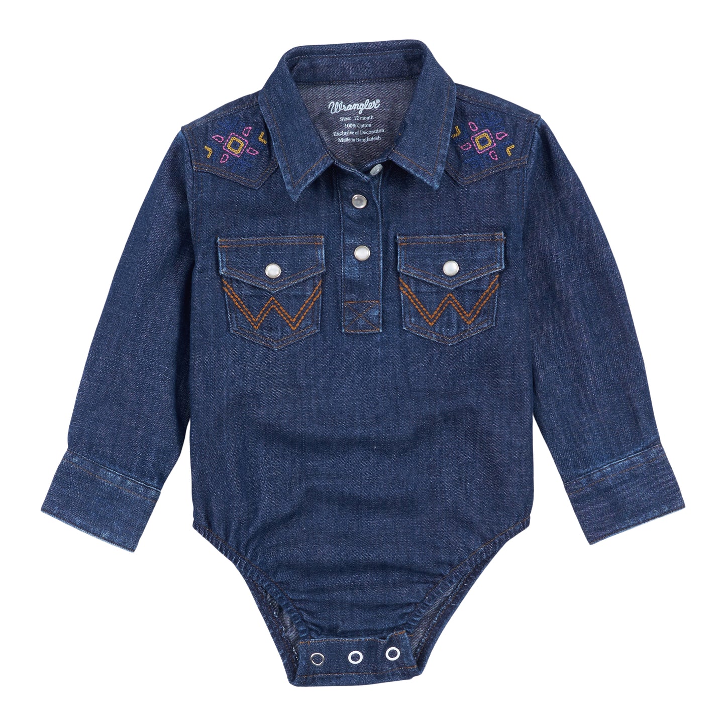 Wrangler USA Q Baby Girls Western Bodysuit - Denim - 112317545