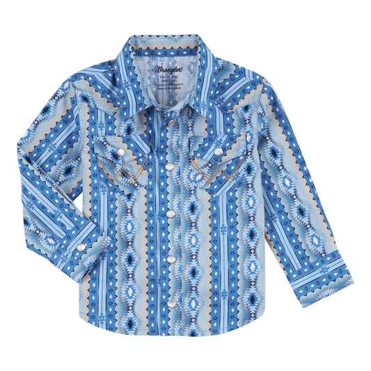 Wrangler USA Baby Boys Western Shirt - Bright Blue/Grey - 112317699