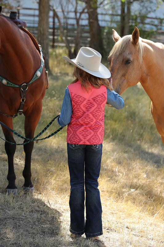 Cruel Girl Girls Aztec Fleece Lined Vest - Coral - On Sale