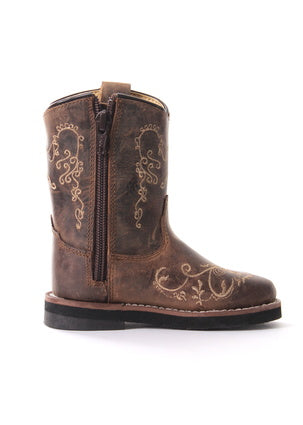 Pure Western Toddler Boot - Grace - Oil Distress Brown - PCP78049T - ON SALE