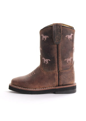 Pure Western Toddler Boot - Grace - Oil Distress Brown - PCP78049T - ON SALE