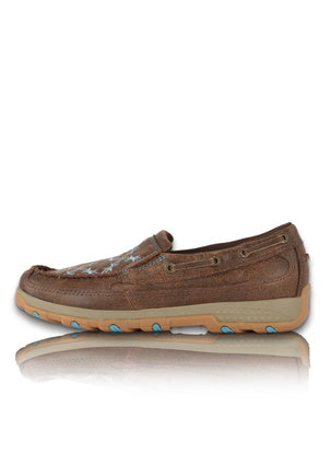 Twisted X Ladies Barbed Cellstretch Slip On - Brown/Pale Blue - TCWXC0012