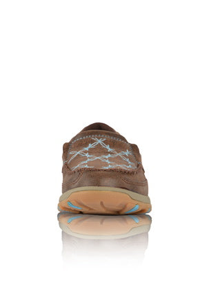 Twisted X Ladies Barbed Cellstretch Slip On - Brown/Pale Blue - TCWXC0012