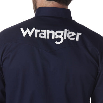 Wrangler Mens Logo L/S Shirt - Navy