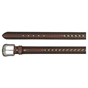 JP WEST MENS BELT BROWN W/HORSEHAIR BRAID 22192BE7