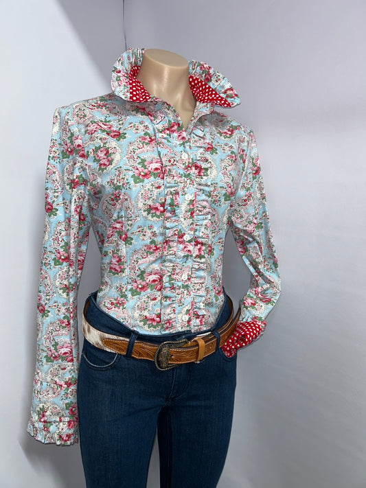 Netties Ladies Everleigh Fitted L/S Frill Shirt