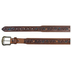 JP WEST MENS BELT TURQUOISE INLAY 21993BE23