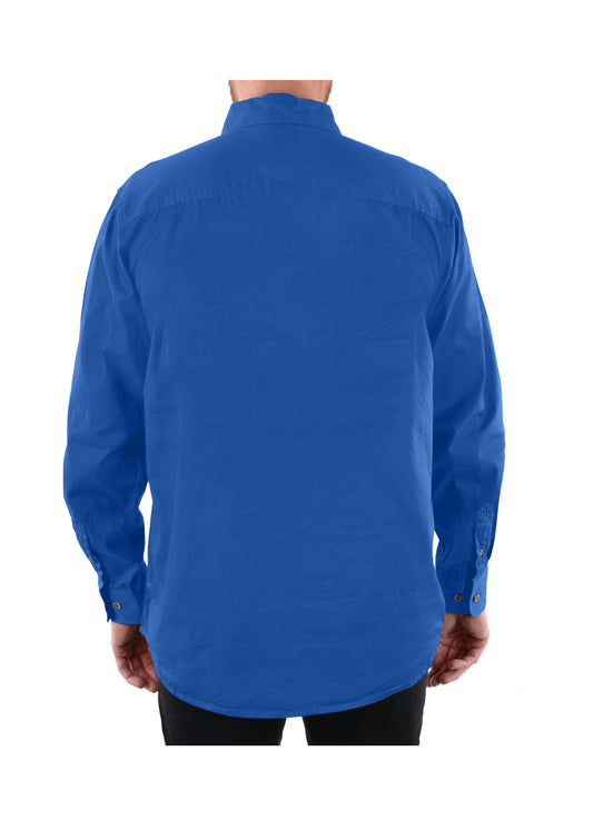 Bullzye Mens Full Placket Work Shirt - Cobalt- ON SALE