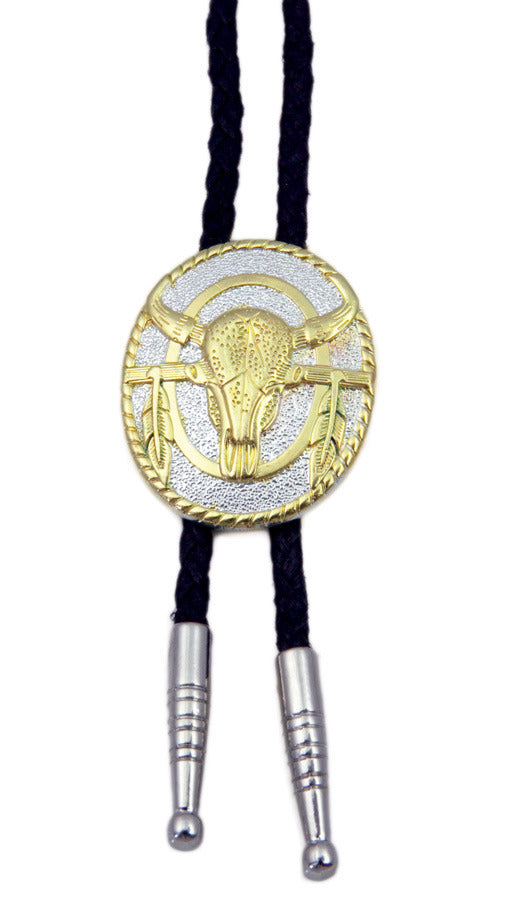 Brigalow Bolo Tie - Steer Head with Feathers - Bolo-3