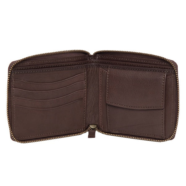 The Design Edge Small Cowhide Zippered Unisex Wallet - CA04