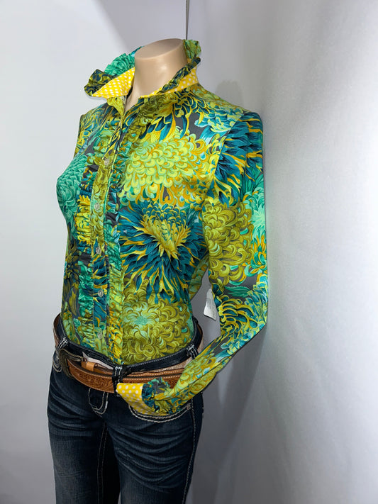 Netties Ladies Long Sleeved Frill Fitted Shirt - Leah