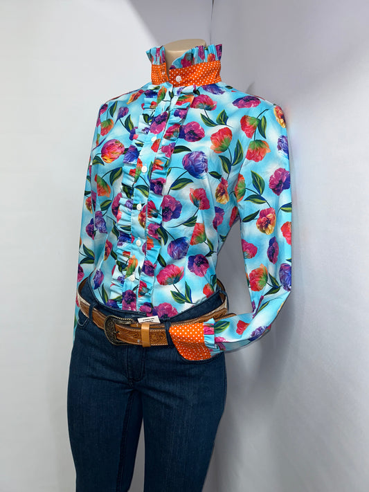 Netties Ladies Oakley Fitted L/S Frill Shirt