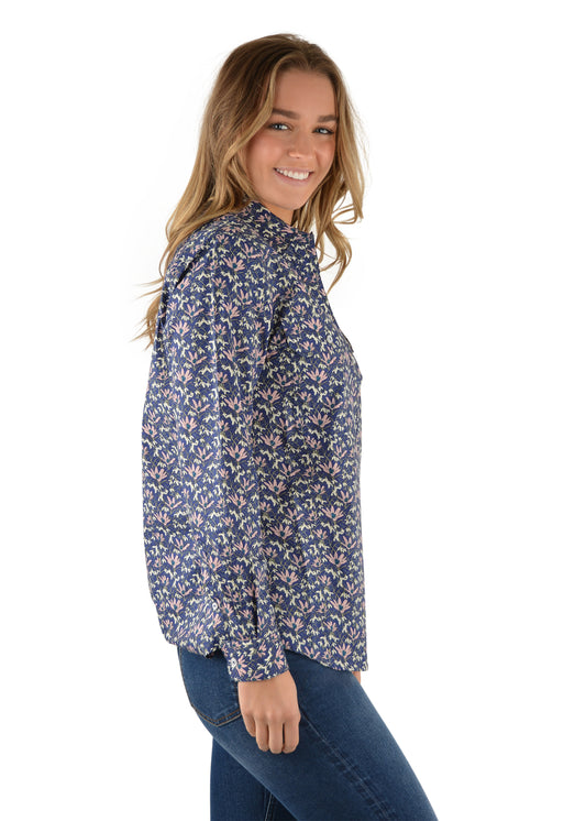 Hard Slog Ladies Print Half Plkt L/S Shirt - H2W2101047