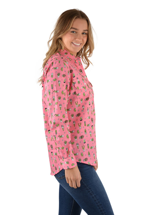 Hard Slog Ladies Half Plkt L/S Shirt - H2W2101049