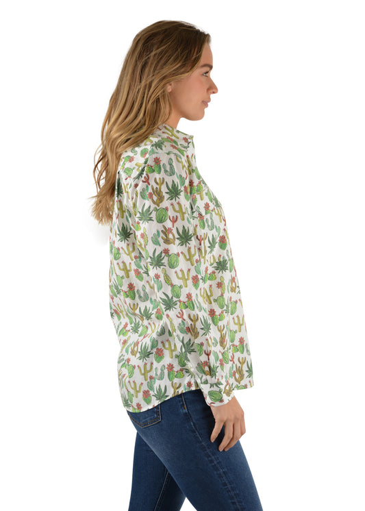 Hard Slog Ladies Half Plkt L/S Shirt -