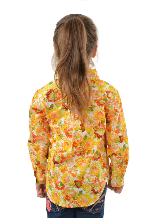 Hard Slog Kids Barbara Half Placket L/S Shirt - Yellow - H3W7101172