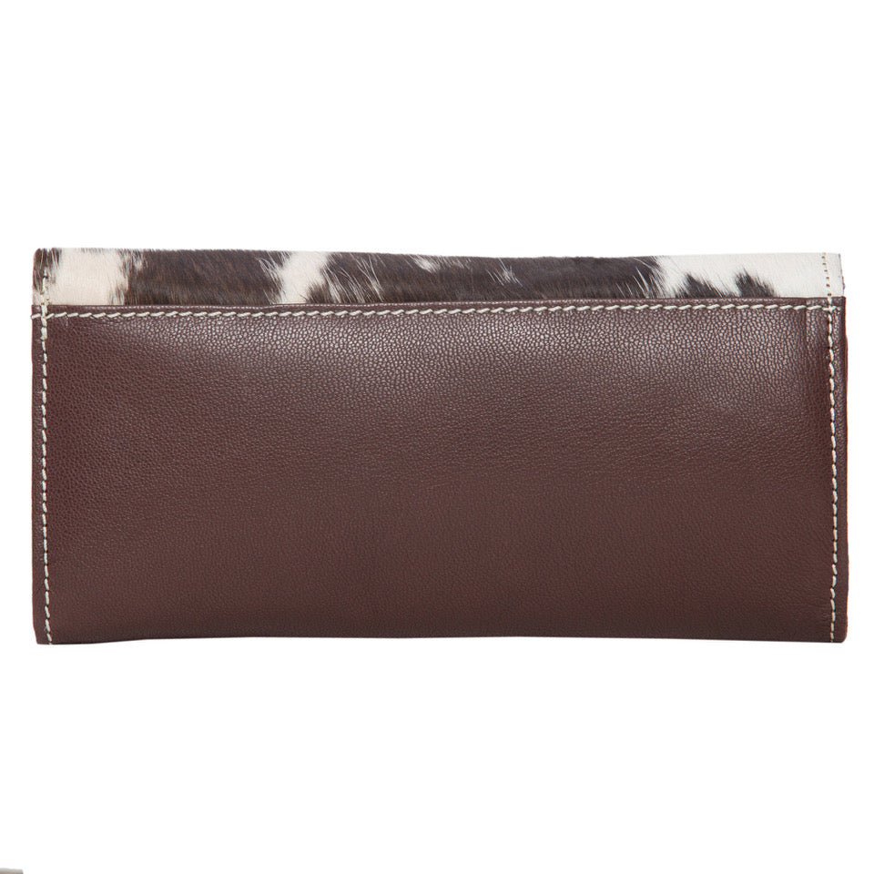 The Design Edge Oran Brown and White Cowhide Wallet
