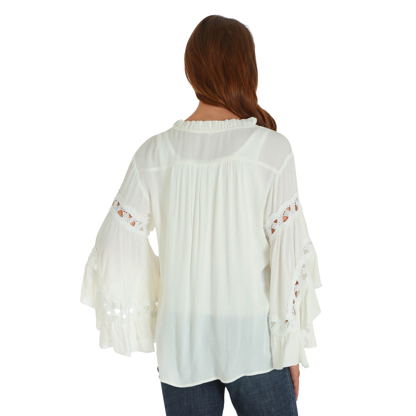 Wrangler Ladies Ivory L/S Peasant Top - LW2048M