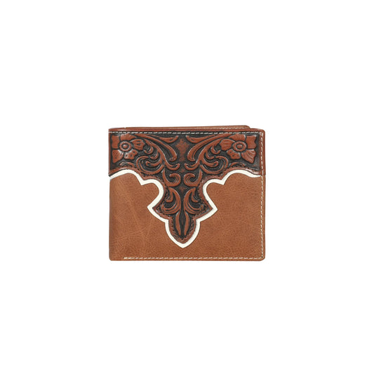 Montana West Mens Genuine Tooled Leather Collection Wallet - Brown - MWS-W017BR
