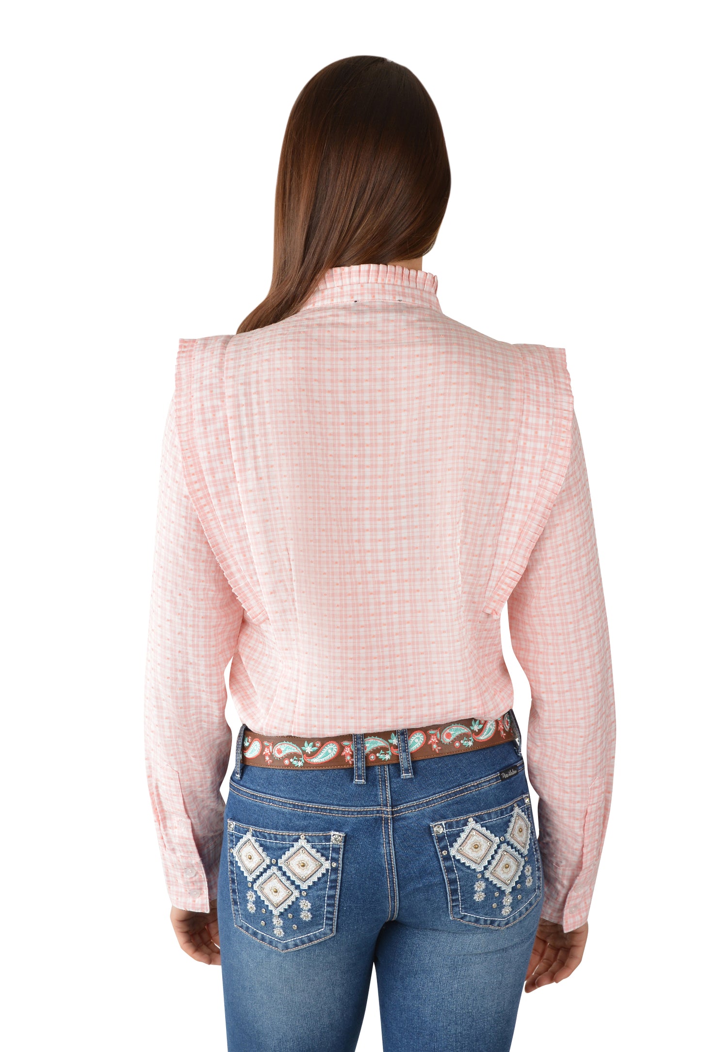 Pure Western Ladies Olivia Check Tuck Detail L/S Shirt - Pink - P3W2546710 - On Sale