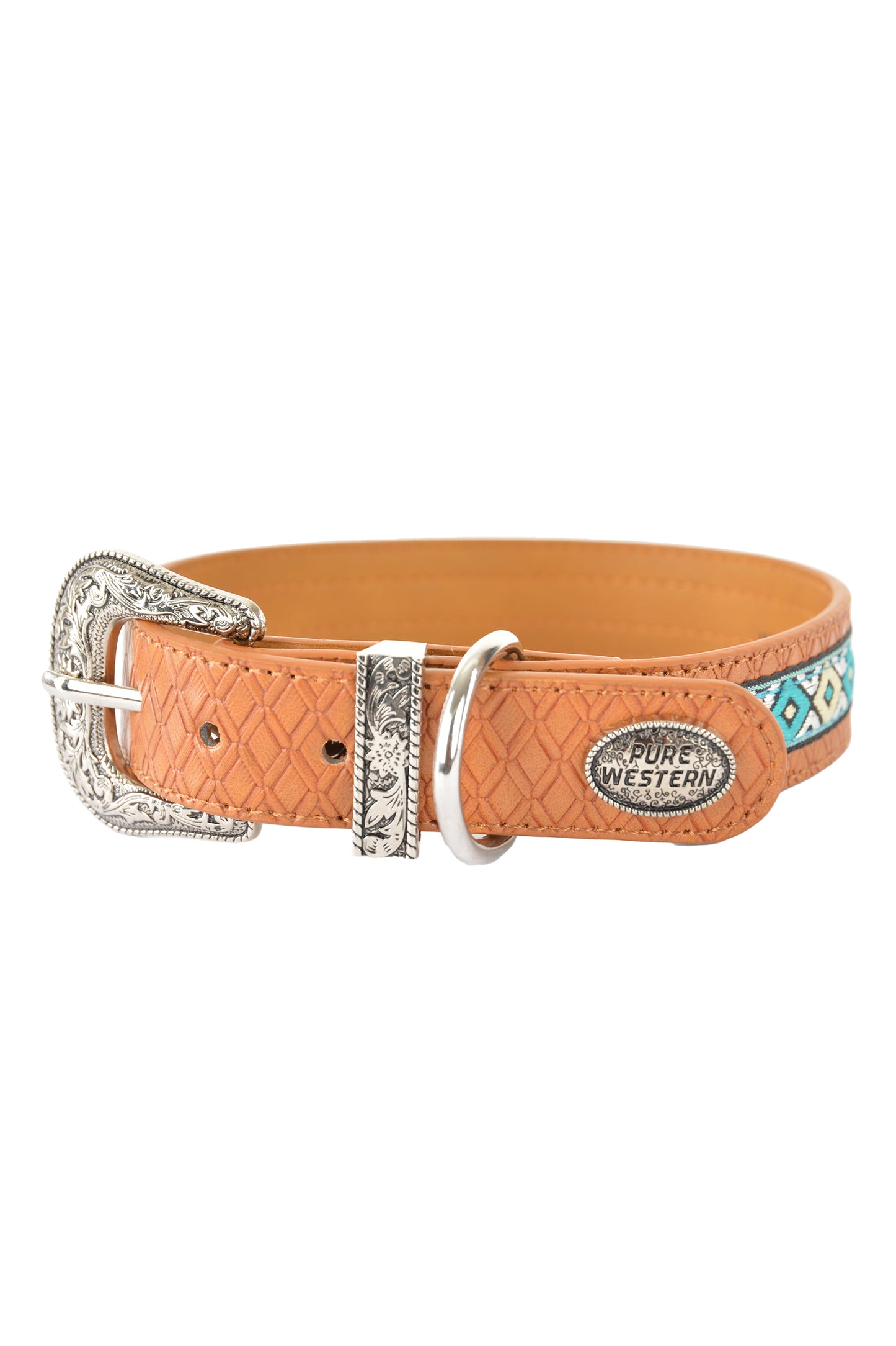 Pure Western Remi Dog Collar - Tan/Blue - P3W2997CLR