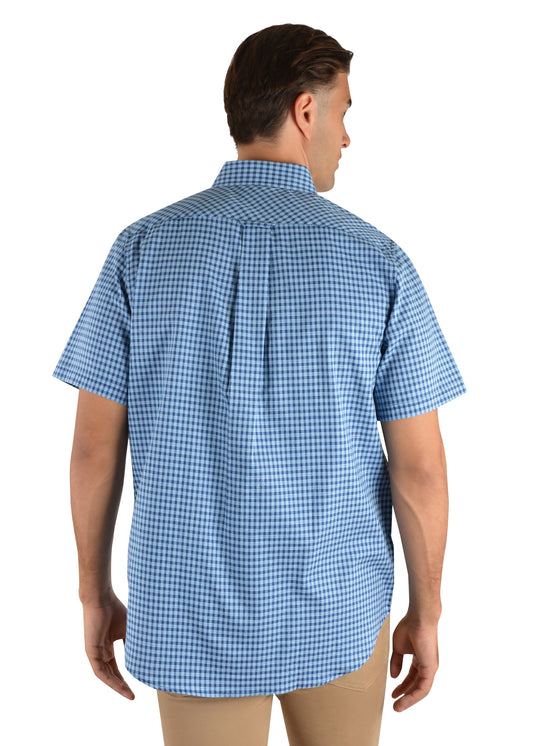 Thomas Cook Mens Canning Check 2 Pkt S/S Shirt - Navy/Royal