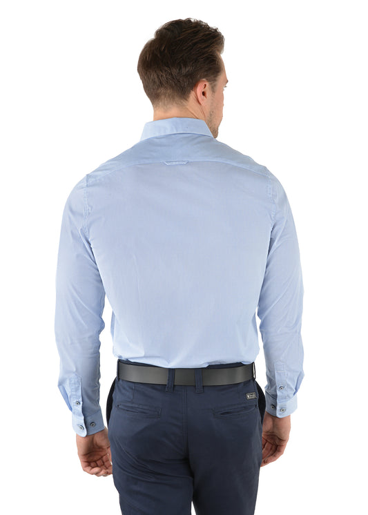 Thomas Cook Mens William Print Tailored L/S Shirt - Blue/White