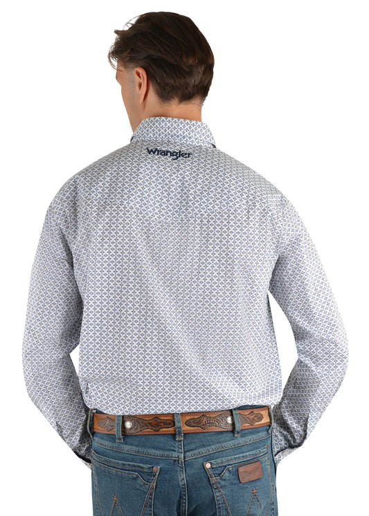 Wrangler Mens Daniel Print Logo Western Long Sleeve Shirt - X2S1111802