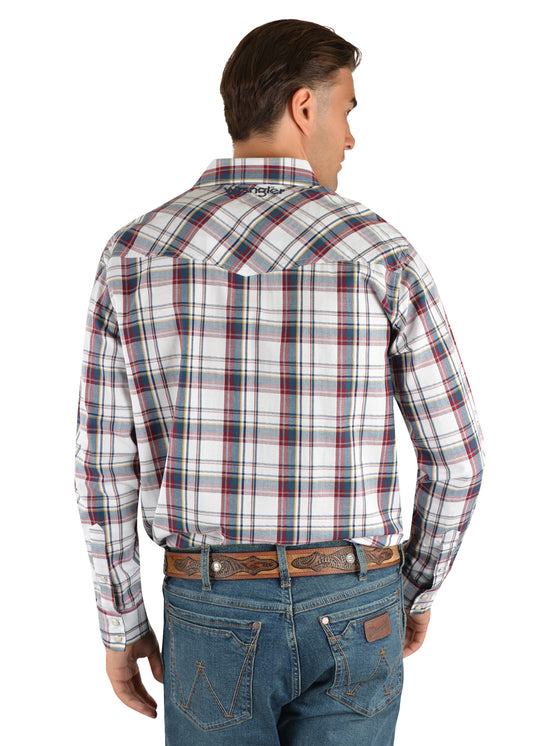 Wrangler Men’s Lawson Check Logo Western Long Sleeve Shirt - X2S1111803