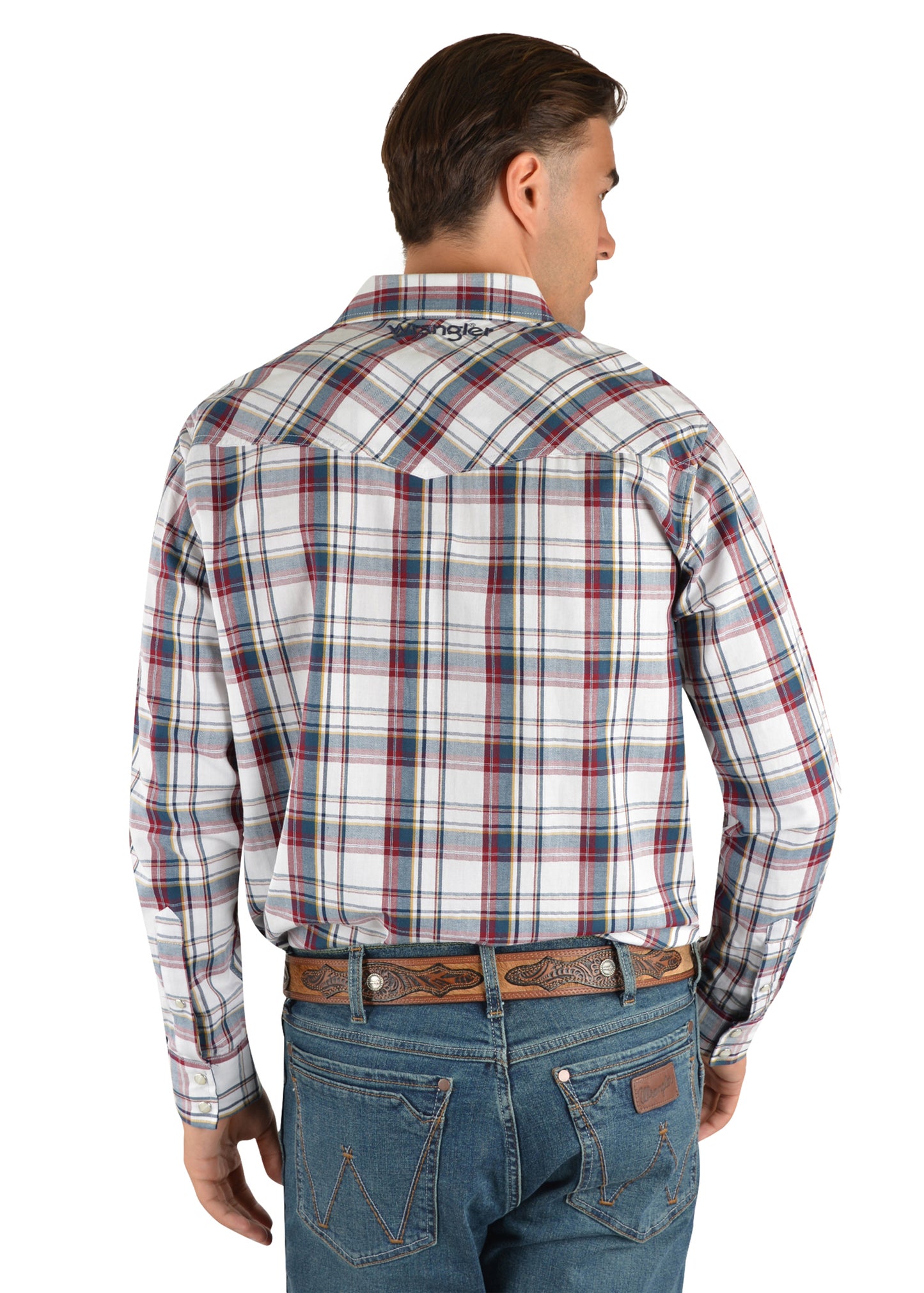 Wrangler Men’s Lawson  Check Logo Western Long Sleeve Shirt - X2S1111803