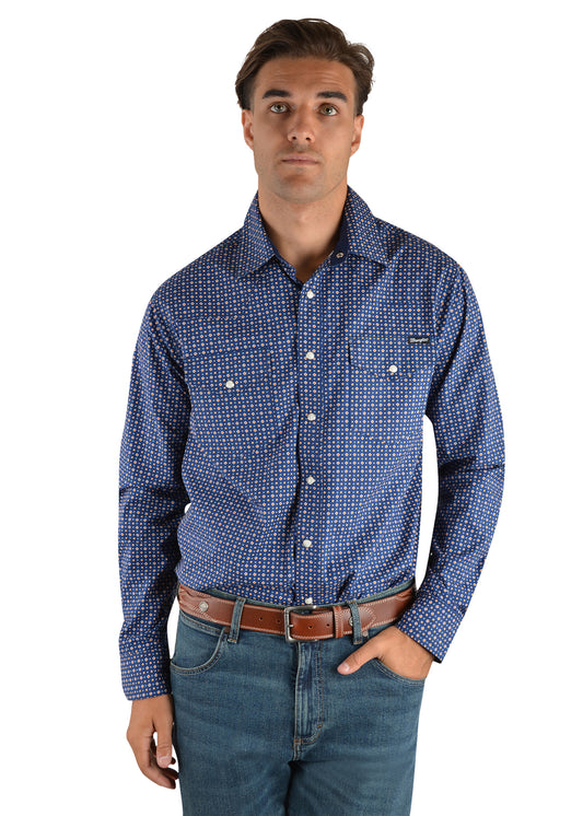Wrangler Mens Milton Print Western Long Sleeve Shirt - X2S1111805