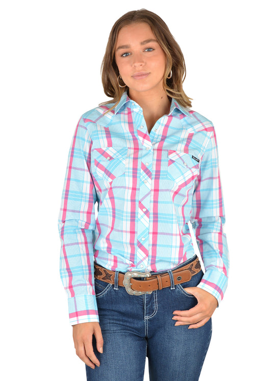 Wrangler Ladies Addabelle Check Western Long Sleeve Shirt - X2S2127873