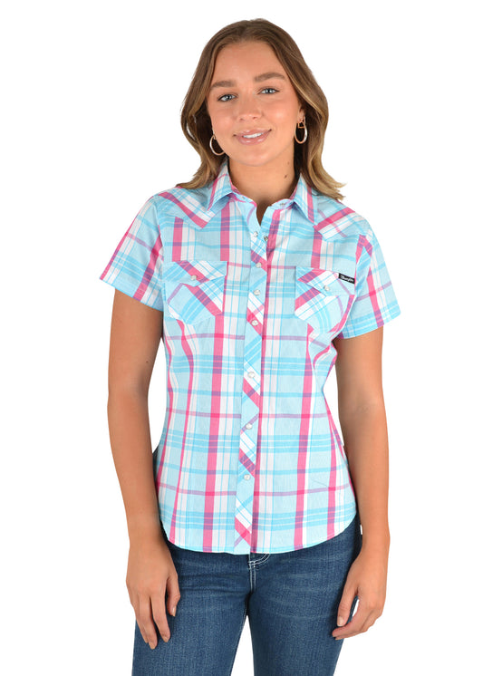 Wrangler Ladies Adabelle Check Western  Short Sleeve Shirt - X2S2132873
