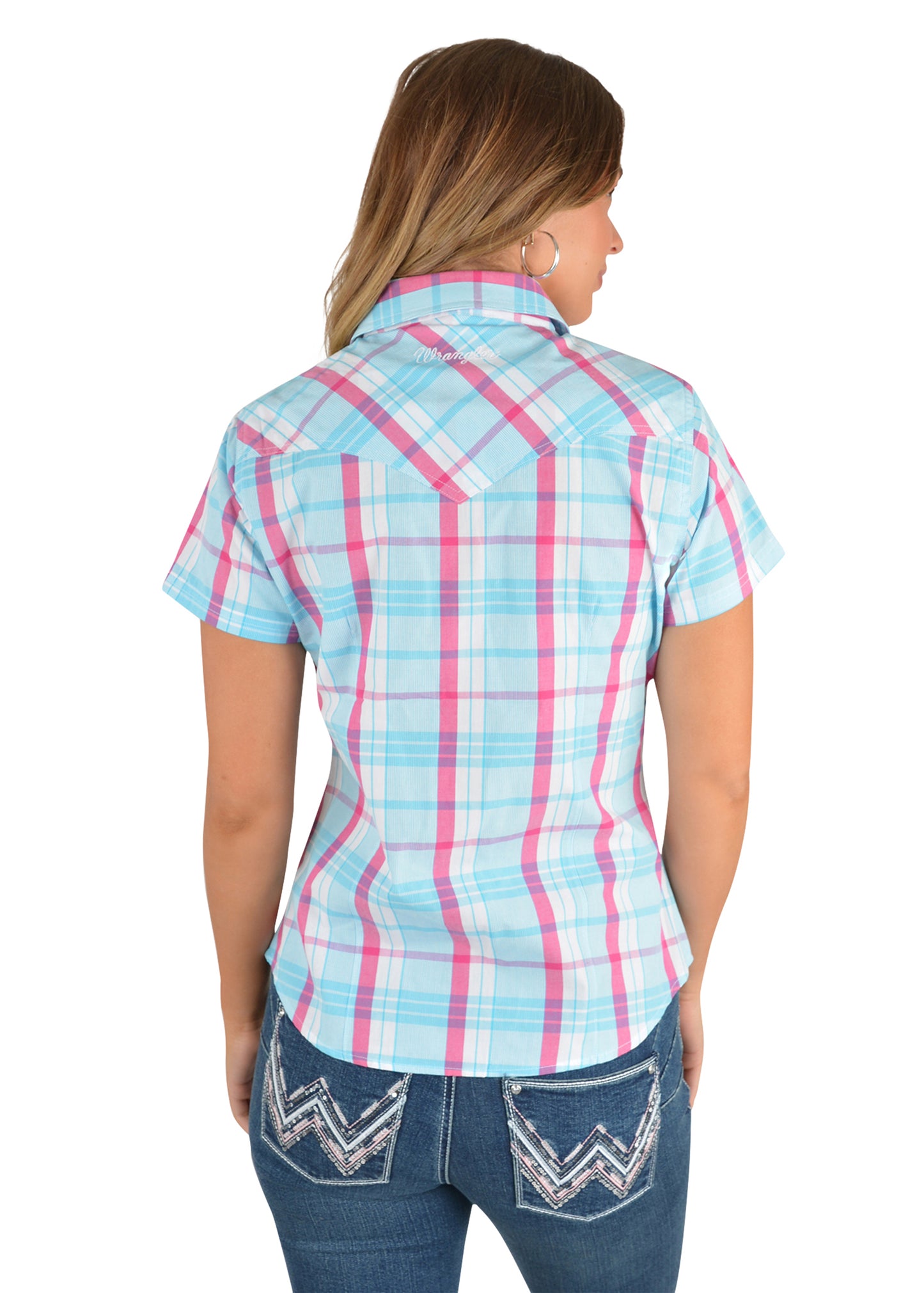 Wrangler Ladies Adabelle Check Western  Short Sleeve Shirt - X2S2132873