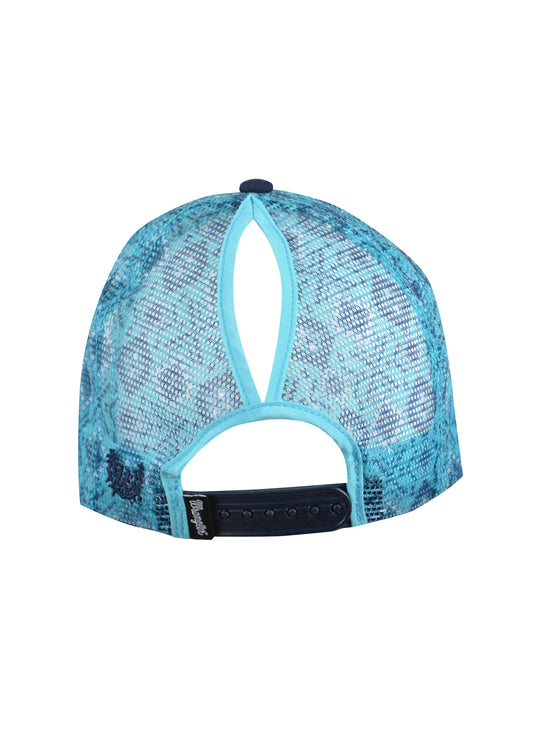 Wrangler Aztec High Profile Ponytail Trucker Cap -Navy/Aqua - X2S2920CAP